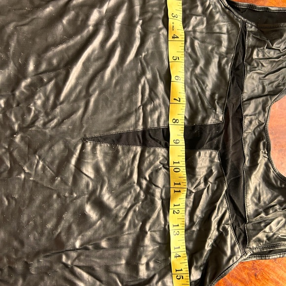 🔥Sexy Little Black Tank Dress Mesh Shiny Wet Faux Leather Bodycon M Sleeveless - Picture 9 of 10